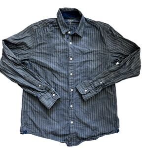 J. Crew indigo men's striped shirt size M blue white